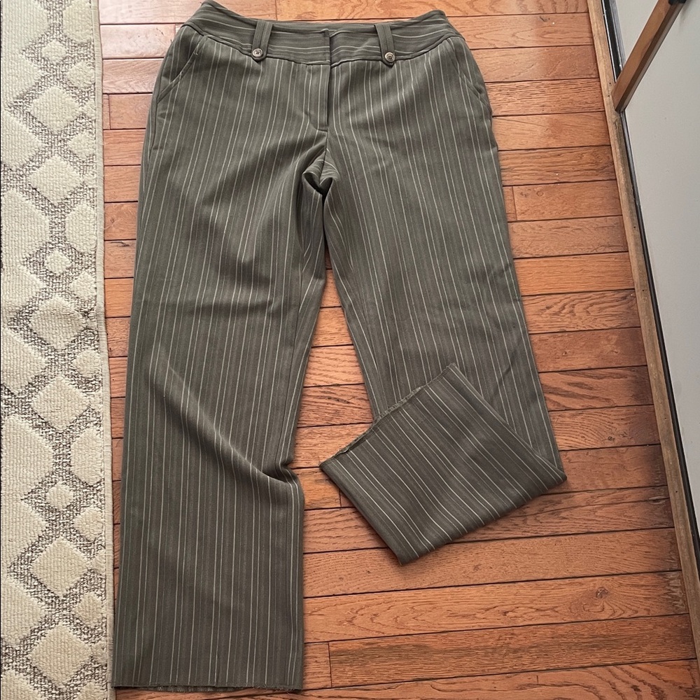 Worthington Olive and White Striped Pants